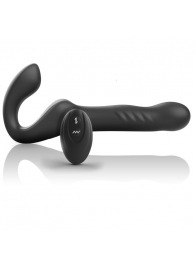Черный безремневой страпон с вибрацией и возвратно-поступательными движениями - 24 см. - Ibiza - купить с доставкой в Кемерово