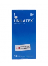 Классические презервативы Unilatex Natural Plain - 12 шт. + 3 шт. в подарок - Unilatex - купить с доставкой в Кемерово