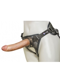 Насадка-фаллоимитатор на кожаных трусиках Harness Ultra Realistic 7  - 18 см. - LOVETOY (А-Полимер) - купить с доставкой в Кемерово