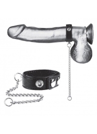 Утяжка на пенис с поводком Snap Cock Ring With 12  Leash - BlueLine - купить с доставкой в Кемерово