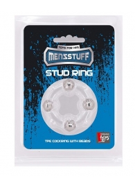 Эрекционное кольцо с 4 бусинами MENZSTUFF STUD RING CLEAR - Dream Toys - в Кемерово купить с доставкой