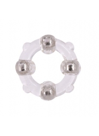 Эрекционное кольцо с 4 бусинами MENZSTUFF STUD RING CLEAR - Dream Toys - в Кемерово купить с доставкой