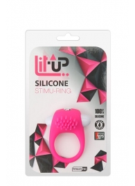 Розовое эрекционное кольцо с щеточкой LIT-UP SILICONE STIMU RING 5 - Dream Toys - в Кемерово купить с доставкой