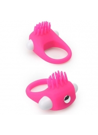 Розовое эрекционное кольцо с щеточкой LIT-UP SILICONE STIMU RING 5 - Dream Toys - в Кемерово купить с доставкой