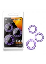 Набор из 3 фиолетовых эрекционных колец Stay Hard Beaded Cockrings - Blush Novelties - в Кемерово купить с доставкой