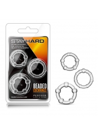 Набор из 3 прозрачных эрекционных колец Stay Hard Beaded Cockrings - Blush Novelties - в Кемерово купить с доставкой