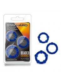 Набор из 3 синих эрекционных колец Stay Hard Beaded Cockrings - Blush Novelties - в Кемерово купить с доставкой