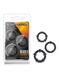 Набор из 3 чёрных эрекционных колец Stay Hard Beaded Cockrings - Blush Novelties - в Кемерово купить с доставкой