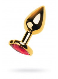 Золотистая анальная пробка с кристаллом-сердцем - 7,5 см. - ToyFa - купить с доставкой в Кемерово