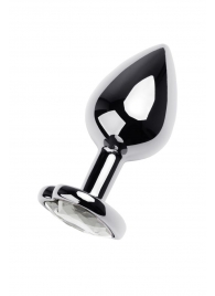 Серебристая анальная пробка с прозрачным кристаллом-сердцем - 8 см. - ToyFa - купить с доставкой в Кемерово