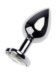 Серебристая анальная пробка с прозрачным кристаллом-сердцем - 8 см. - ToyFa - купить с доставкой в Кемерово