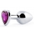 Серебристая анальная пробка с фиолетовым кристаллом-сердечком - 8 см. - Anal Jewelry Plug - купить с доставкой в Кемерово
