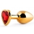 Золотистая анальная пробка с красным стразом-сердечком - 8 см. - Anal Jewelry Plug - купить с доставкой в Кемерово