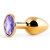 Золотистая анальная пробка с фиолетовым стразом - 7,2 см. - Anal Jewelry Plug - купить с доставкой в Кемерово