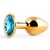 Золотистая анальная пробка с голубым стразом - 7,2 см. - Anal Jewelry Plug - купить с доставкой в Кемерово