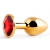 Золотистая анальная пробка с красным стразом - 7,2 см. - Anal Jewelry Plug - купить с доставкой в Кемерово