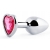 Серебристая анальная пробка с розовым кристаллом-сердечком - 7 см. - Anal Jewelry Plug - купить с доставкой в Кемерово