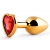 Золотистая анальная пробка с красным стразом-сердечком - 7 см. - Anal Jewelry Plug - купить с доставкой в Кемерово