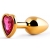 Золотистая анальная пробка с малиновым кристаллом-сердечком - 7 см. - Anal Jewelry Plug - купить с доставкой в Кемерово