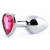 Серебристая анальная пробка с малиновым кристаллом-сердечком - 7 см. - Anal Jewelry Plug - купить с доставкой в Кемерово