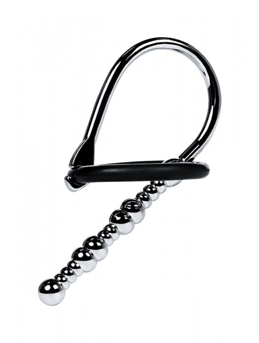 Серебристый уретральный плаг-бусины TOYFA Metal с мягким фиксириющим кольцом - ToyFa - купить с доставкой в Кемерово