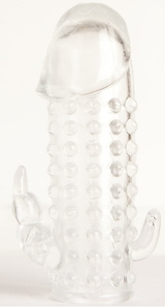 Гелевая прозрачная насадка с 2 отростками - 13 см. - Toyfa Basic - в Кемерово купить с доставкой