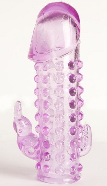 Закрытая фиолетовая насадка с 2 отростками - 13 см. - Toyfa Basic - в Кемерово купить с доставкой