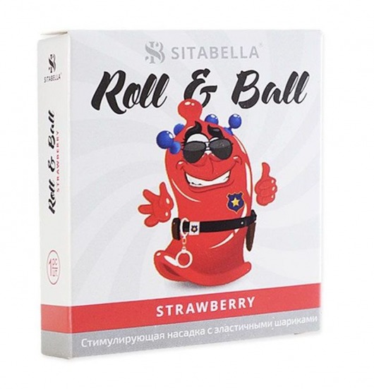 Стимулирующий презерватив-насадка Roll   Ball Strawberry - Sitabella - купить с доставкой в Кемерово