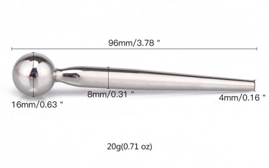 Гладкий металлический уретральный плаг с шариком - 9,6 см. - Notabu - купить с доставкой в Кемерово