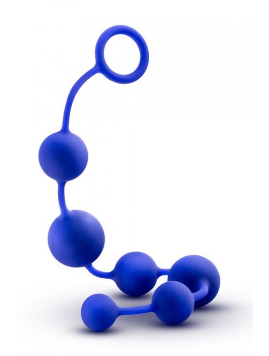 Синяя анальная цепочка 16 Inch Silicone Anal Beads - 40,6 см. - Blush Novelties