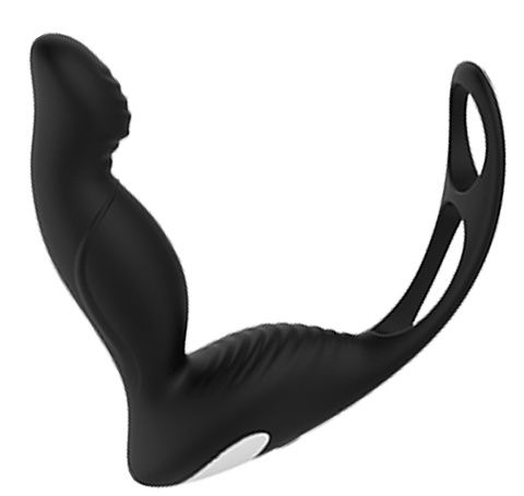 Черный вибромассажер простаты P-PLEASER W ERECTION ENHANCE - Dream Toys - в Кемерово купить с доставкой