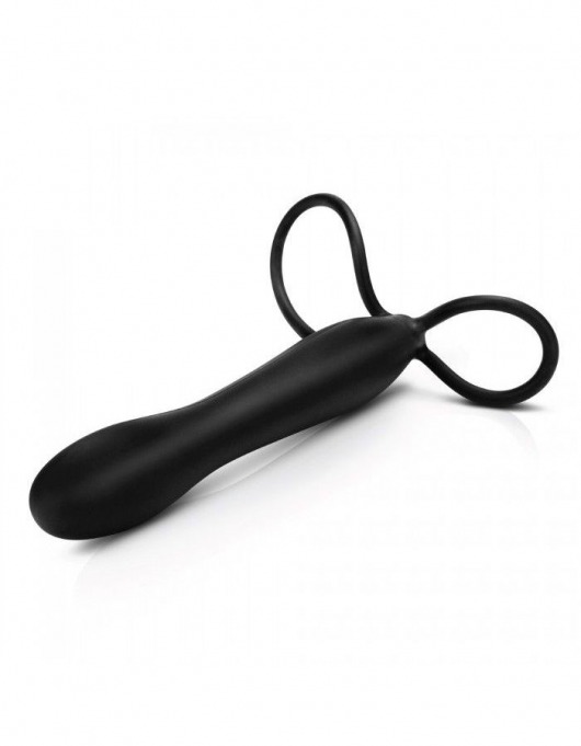 Черная насадка на пенис для двойной стимуляции Mojo BlackJack - 15 см. - Seven Creations - в Кемерово купить с доставкой