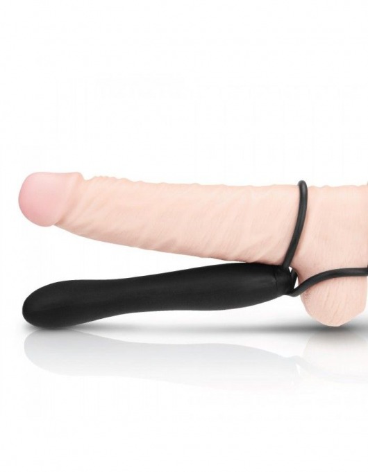 Черная насадка на пенис для двойной стимуляции Mojo BlackJack - 15 см. - Seven Creations - в Кемерово купить с доставкой