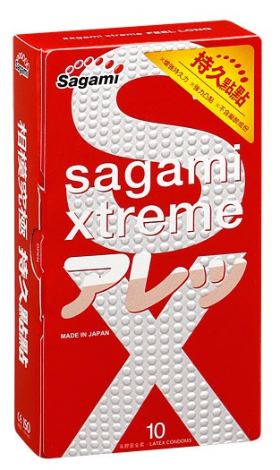Утолщенные презервативы Sagami Xtreme Feel Long с точками - 10 шт. - Sagami - купить с доставкой в Кемерово