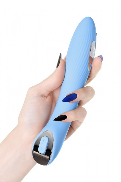 Голубой силиконовый вибратор с электростимуляцией TESLA G-POINT - 21 см. - ToyFa - купить с доставкой в Кемерово