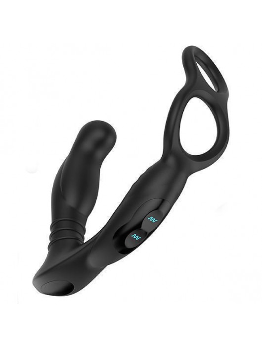 Черная анальная пробка NEXUS SIMUL8 с фиксацией на теле кольцами - Nexus Range - в Кемерово купить с доставкой