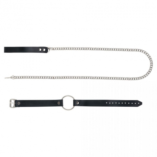 Черный поводок и чокер с кольцом Rada - Rebelts - купить с доставкой в Кемерово