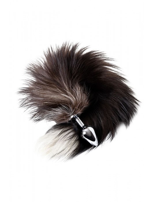 Серебристая металлическая анальная втулка с хвостом чернобурой лисы - размер S - ToyFa - купить с доставкой в Кемерово