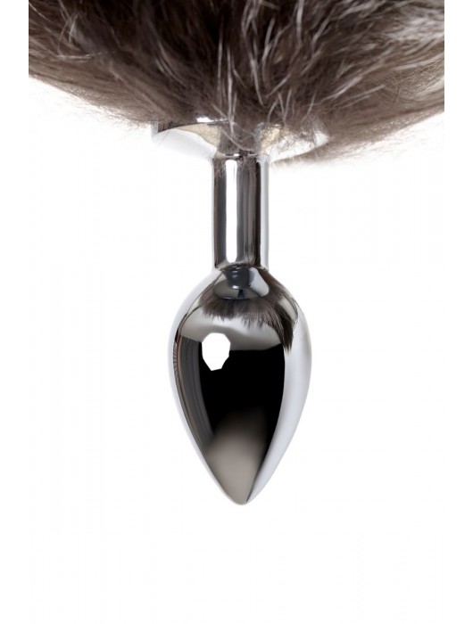 Серебристая металлическая анальная втулка с хвостом чернобурой лисы - размер S - ToyFa - купить с доставкой в Кемерово