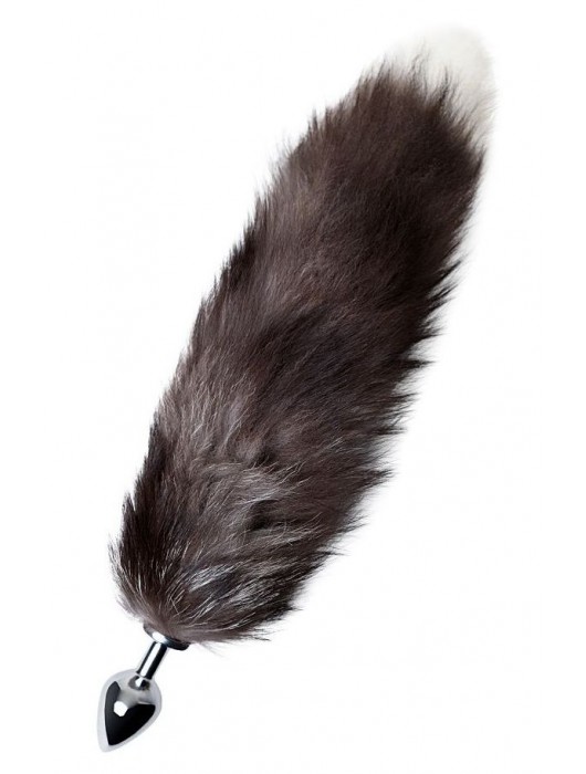 Серебристая металлическая анальная втулка с хвостом чернобурой лисы - размер S - ToyFa - купить с доставкой в Кемерово