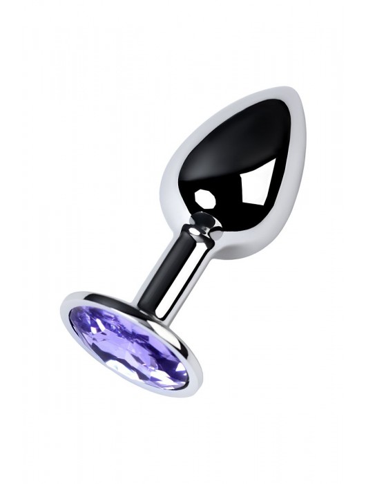 Серебристая конусовидная анальная пробка с фиолетовым кристаллом - 7 см. - ToyFa - купить с доставкой в Кемерово
