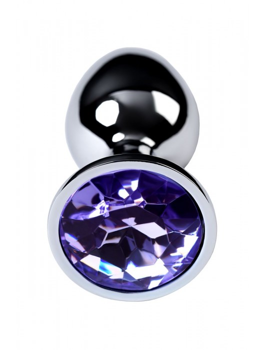 Серебристая конусовидная анальная пробка с фиолетовым кристаллом - 7 см. - ToyFa - купить с доставкой в Кемерово