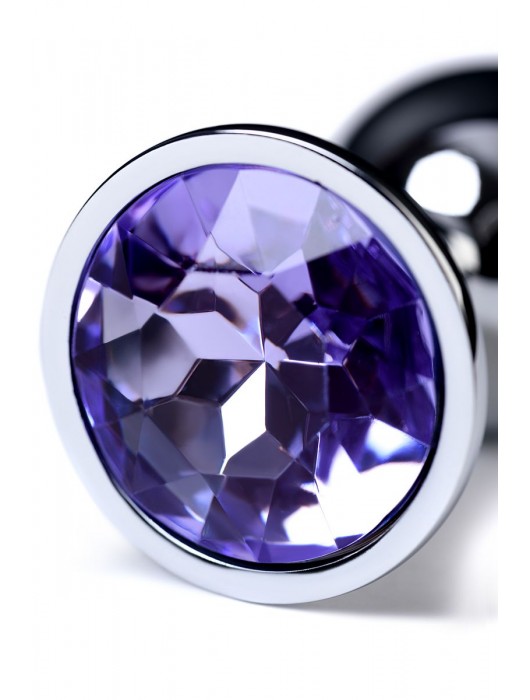 Серебристая конусовидная анальная пробка с фиолетовым кристаллом - 7 см. - ToyFa - купить с доставкой в Кемерово