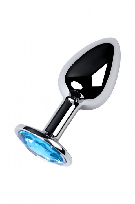 Серебристая конусовидная анальная пробка с голубым кристаллом - 7 см. - ToyFa - купить с доставкой в Кемерово