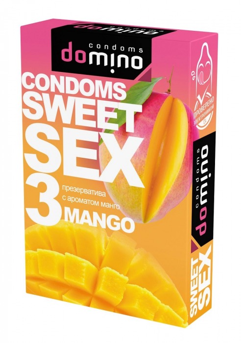 Презервативы для орального секса DOMINO Sweet Sex с ароматом манго - 3 шт. - Domino - купить с доставкой в Кемерово