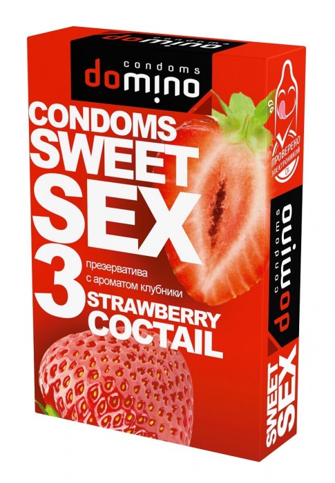 Презервативы для орального секса DOMINO Sweet Sex с ароматом клубничного коктейля  - 3 шт. - Domino - купить с доставкой в Кемерово