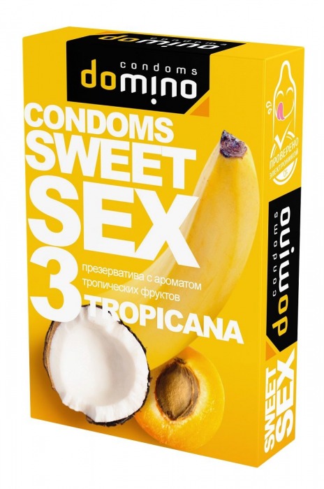 Презервативы для орального секса DOMINO Sweet Sex с ароматом тропических фруктов - 3 шт. - Domino - купить с доставкой в Кемерово