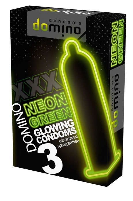 Презервативы DOMINO Neon Green со светящимся в темноте кончиком - 3 шт. - Domino - купить с доставкой в Кемерово