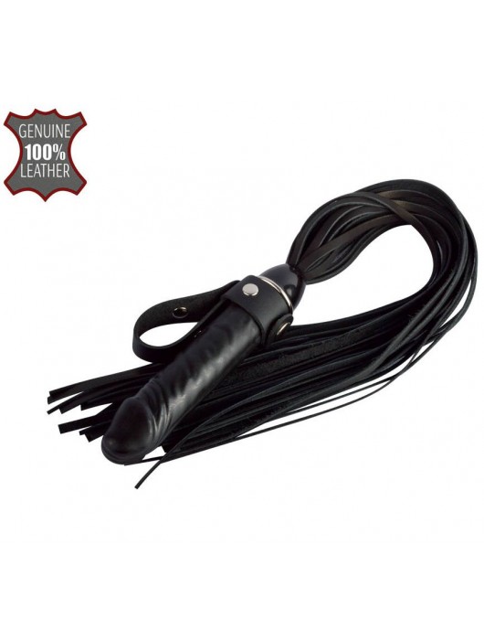 Черная плеть  Ковбой  с ручкой-фаллосом - 55 см. - Sitabella - купить с доставкой в Кемерово