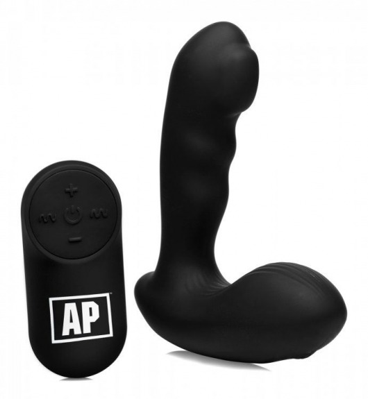 Черный стимулятор простаты Alpha-Pro 7X P-Milker Silicone Prostate Stimulator with Milking Bead - XR Brands - в Кемерово купить с доставкой